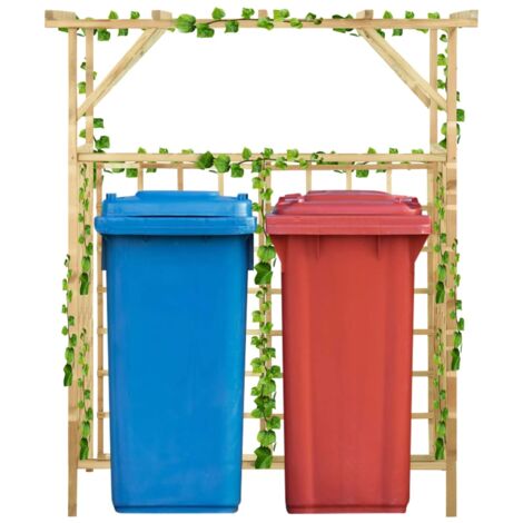Vidaxl – Pergola de jardin pour 2 poubelles – Bois de pin imprégné – Dimensions 140 x 80 x 168 cm – Résistante à la pourriture