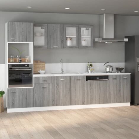 Vidaxl – Meuble sous-évier Lyon gris sonoma 80 x 46 x 81,5 cm – Bois d'ingénierie résistant à l'humidité – 2 portes pratiques pour rangement optimisé