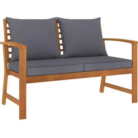 Vidaxl – Banc de jardin 120 cm en bois d'acacia massif – Résistant aux intempéries – Coussins rembourrés confortables – Dimensions 120 x 60,5 x 81 cm