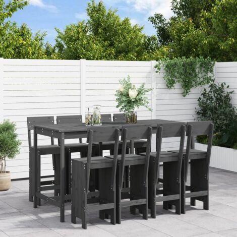 Ensemble de bar de jardin 9 pcs gris bois de pin massif vidaXL