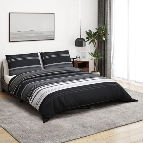 Ensemble de housse de couette noir et blanc 225x220 cm Coton vidaXL