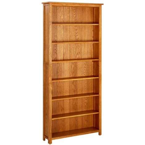 Vidaxl – Bibliothèque en bois de chêne massif 90x22,5x200 cm – 7 étagères – Finition naturelle – Design intemporel pour salon et bureau