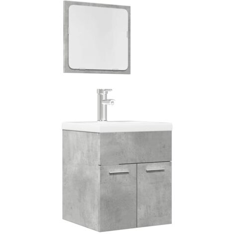vidaXL 2 Piece Bathroom Furniture Set Concrete Grey Engineered Wood