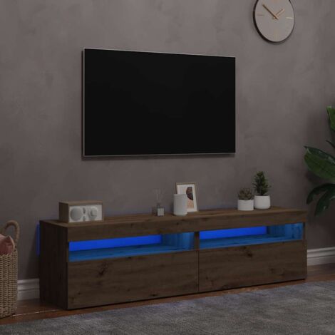 vidaXL Meubles TV avec lumières LED 2 pcs chêne artisanal