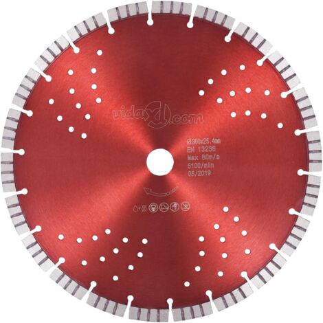 Vidaxl – Disque diamant pour meuleuse 300 mm – Turbo et trous pour coupe béton, granit, brique – Acier haute qualité – Coupe humide et sèche (1/4)