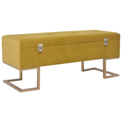 vidaXL Banc avec compartiment de rangement 105 cm Moutarde Velours (1/5)