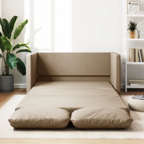 Vidaxl – Canapé-lit convertible 2 places similicuir cappuccino – Dimensions 112x174x55 cm – Structure métal robuste – Confort optimal (1/6)