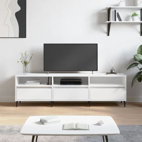 Vidaxl – Meuble TV blanc 150x30x44,5 cm en bois d'ingénierie – 6 compartiments de rangement – Assemblage requis – Design moderne (1/5)