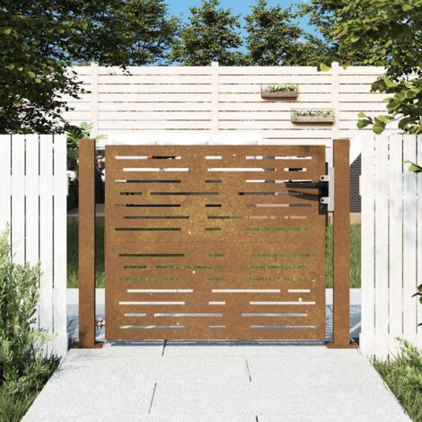 vidaXL Portail de jardin 100x75 cm en acier Corten, design carré (1/5)