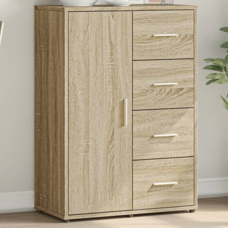 Vidaxl – Buffet chêne sonoma 60x31x84 cm – Bois d'ingénierie – Résistant à l'humidité – Grand espace de rangement pour magazines et livres (1/5)