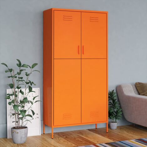 Vidaxl – Garde-robe acier orange 90x50x180 cm – 4 étagères réglables – Grand compartiment avec penderie – Rangement chic et durable