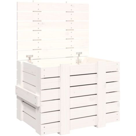 Boîte de rangement Blanc 58x40,5x42 cm Bois massif de pin vidaXL