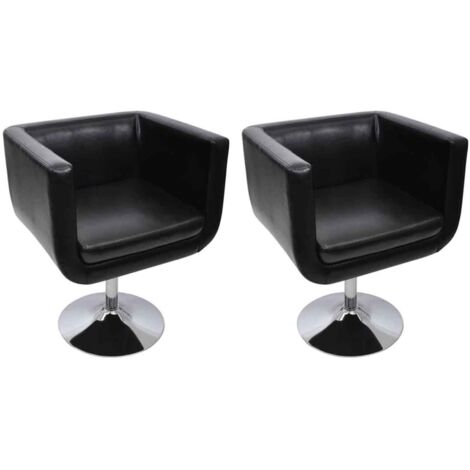 Vidaxl – Lot de 2 chaises de bar en cuir artificiel noir – Hauteur réglable 68-80 cm – Base en acier chromé – Confort optimal pour salon et bureau