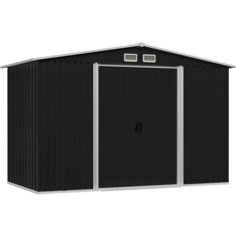 Vidaxl – Abri de jardin métal anthracite 257x205x178 cm – Acier galvanisé résistant aux intempéries – 4 orifices d'aération – Double porte coulissante