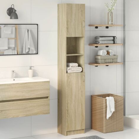 Vidaxl – Armoire murale de salle de bain chêne sonoma 32x25,5x190 cm – Bois d'ingénierie résistant à l'humidité – Grand espace de rangement
