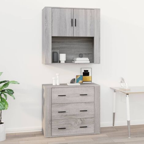 Armoire murale Sonoma gris 80x33x80 cm Bois d'ingénierie vidaXL