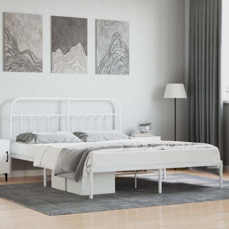 Cadre de lit métal sans matelas et tête de lit blanc 180x200 cm vidaXL (1/5)
