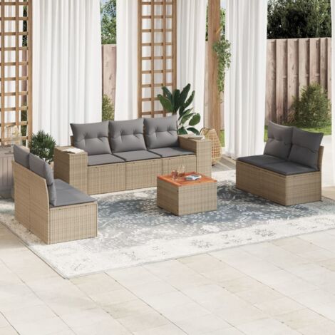 vidaXL Salon de jardin avec coussins 8 pcs beige résine tressée (1/3)