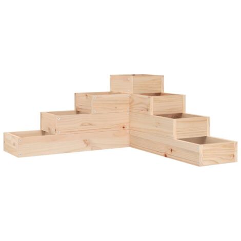 Vidaxl – Jardinière en bois de pin massif 4 niveaux 80,5x79x36 cm – Design en L pour balcons et terrasses – Cultivez fleurs et légumes