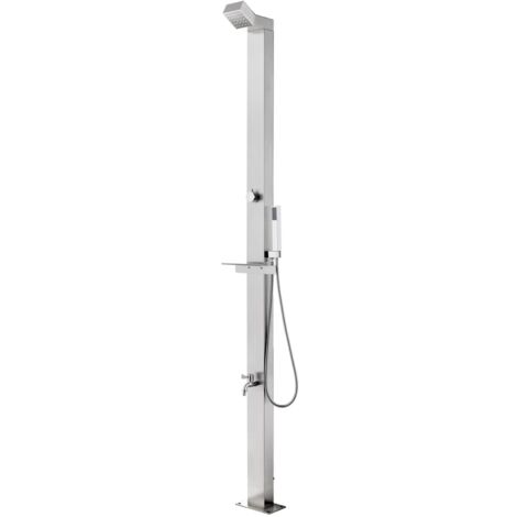 Vidaxl – Douche extérieure 220 cm en acier inoxydable – Douche de tête avec 25 buses – Tuyau flexible avec support et étagère - vidaXL13631