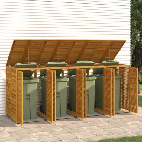 Abri à poubelle quadruple 280x89x117 cm bois massif d'acacia vidaXL
