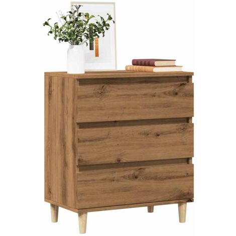 Vidaxl – Buffet chêne artisanal 60x35x70 cm – Bois d'ingénierie durable – 3 tiroirs – Capacité de charge 60 kg – Facile à entretenir