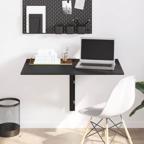 Vidaxl – Table murale pliable noire 100x60x56 cm – Bois d'ingénierie – Support triangulaire pour espaces réduits – Capacité 20 kg (1/6)