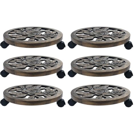 vidaXL Plant Trolleys 6 pcs Bronze 38 cm Plastic