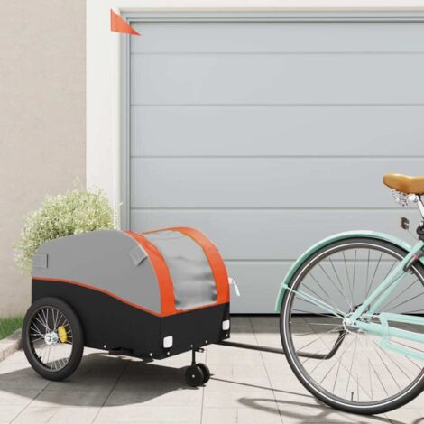 vidaXL Remorque de vélo noir et orange 45 kg fer (1/5)