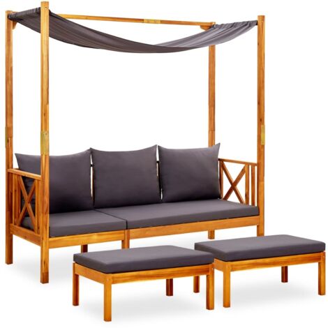 Banc de jardin avec auvent et repose-pieds Bois d'acacia solide vidaXL (1/5)