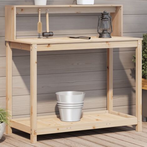 Vidaxl – Table de rempotage en bois massif pin 108x50x109,5 cm – Capacité de charge 60 kg – Design ventilé pour outils et terre