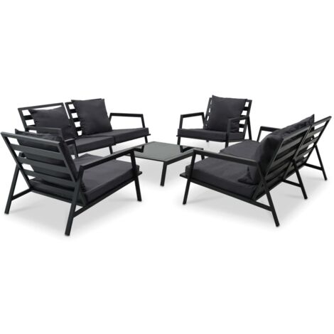 vidaXL Salon de jardin 5 pcs avec coussins Aluminium Gris foncé (1/5)