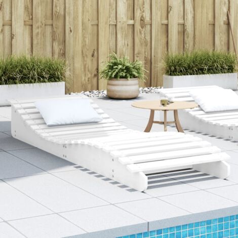 vidaXL Sun Lounger White 205x70x31,5 cm Solid Wood Pine