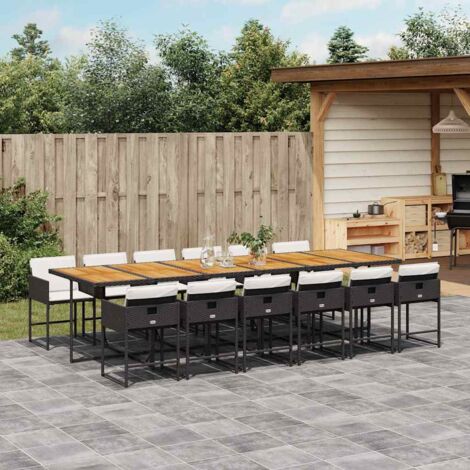 Ensemble à manger de jardin 13 pcs coussins noir résine tressée vidaXL