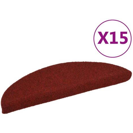 Tapis d'escalier autocollants 15 pièces 56 x 17 x 3 cm Rouge bordeaux Demi-rond vidaXL