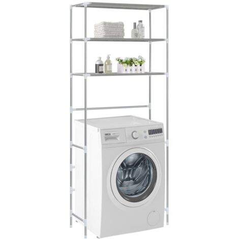 Vidaxl – Support de rangement 3 niveaux argenté 69x28x169 cm – Acier inoxydable – Capacité 5 kg – Pour salle de bain et buanderie