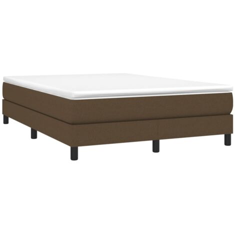 vidaXL Cadre de lit à lattes marron foncé 140x200 cm tissu