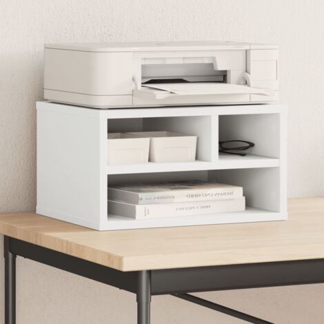 Vidaxl – Support d'imprimante blanc en bois d'ingénierie 40x32x22,5 cm – Optimise l'espace de travail – Multifonctionnel pour bureau et cuisine (1/5)