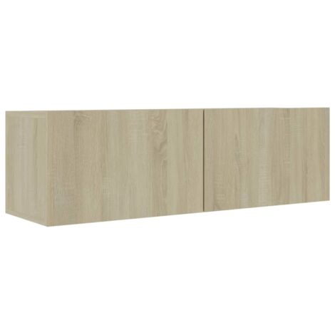 Vidaxl – Meuble TV chêne sonoma 100x30x30 cm – Bois d’ingénierie – 2 portes abattantes – Capacité 60 kg – Facile à assembler