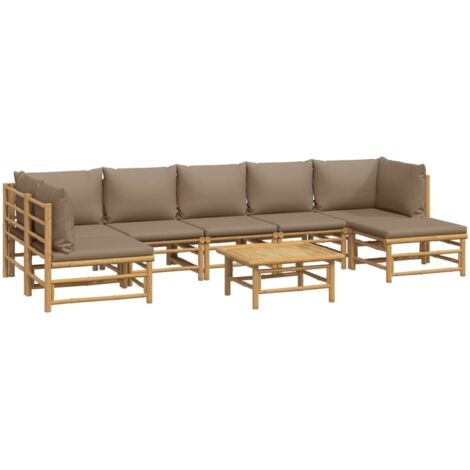 Salon de jardin 8 pcs avec coussins taupe bambou vidaXL (1/5)