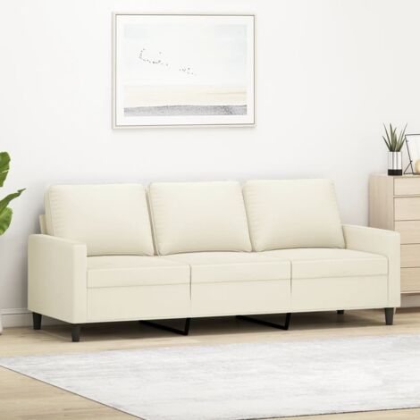 Vidaxl – Canapé droit 3 places crème 180 cm en velours – Design moderne – Cadre en métal robuste – Largeur de siège 180 cm - vidaXL61812