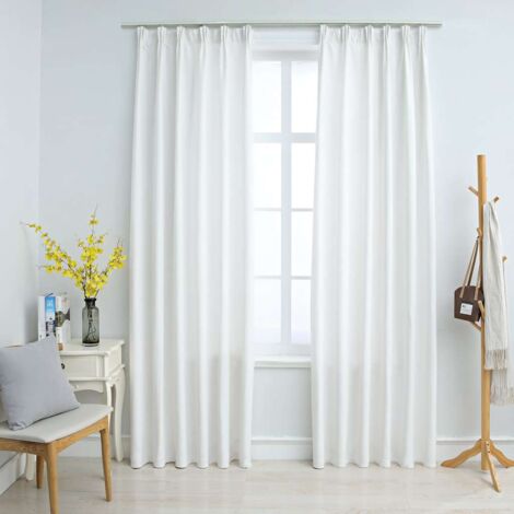 Rideaux occultants avec crochets 2 pcs Blanc cassé 140x245 cm vidaXL