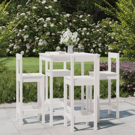 vidaXL Ensemble de bar de jardin 5 pcs blanc bois massif de pin