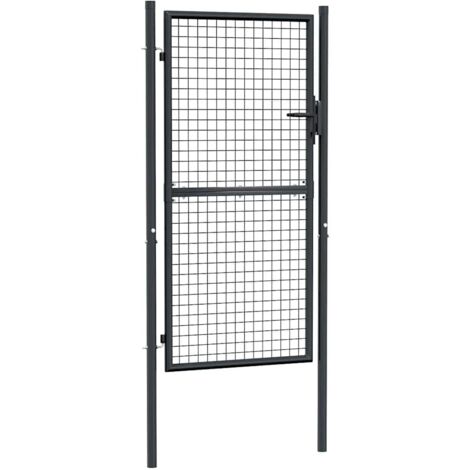 Vidaxl – Portail grillagé en acier galvanisé 100 x 175 cm – Résistant à la rouille – Installation facile avec poteaux latéraux – Couleur gris anthracite
