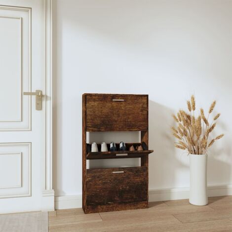Armoire à chaussures Chêne fumé 59x17x108 cm Bois d'ingénierie vidaXL