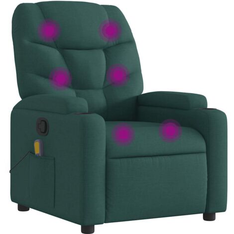 Fauteuil de massage inclinable Vert foncé Tissu vidaXL
