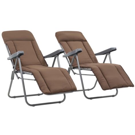 vidaXL Folding Chairs with Cushions 2 pcs Brown