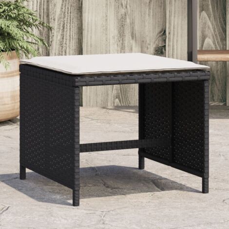 vidaXL Tabourets de jardin et coussins lot de 4 noir 40x40x35 cm rotin (1/5)