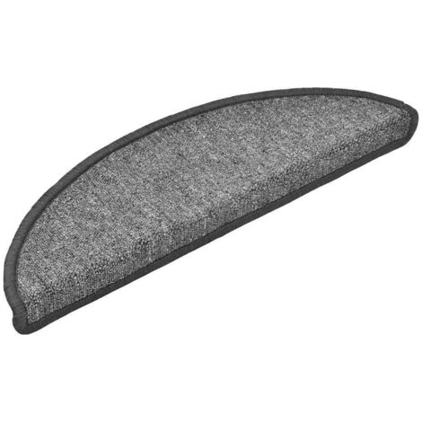 Tapis d'escalier 20 pièces 56 x 17 x 3 cm Gris foncé Demi-rond vidaXL