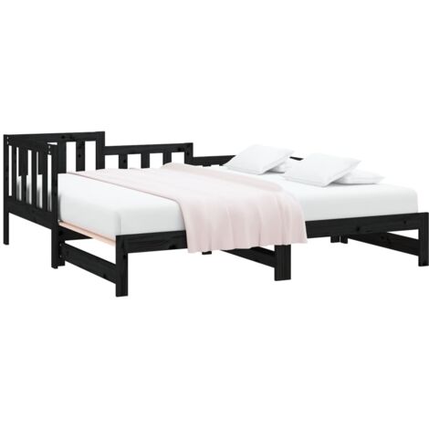 vidaXL Lit coulissant sans matelas noir 2x(90x190) cm (1/5)